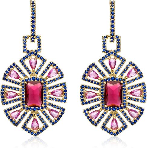 S925 Sterling Silver Silver Contlulful Crystal Drop Ackons for Women Zirconia Zirconia Hypoallergenic Dangle Mift Fut in Kuwait