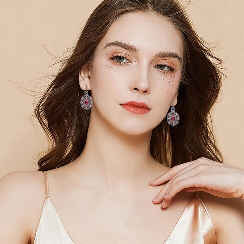 S925 Sterling Silver Silver Contlulful Crystal Drop Ackons for Women Zirconia Zirconia Hypoallergenic Dangle Mift Fut in Kuwait