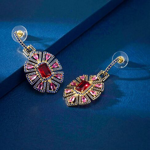 S925 Sterling Silver Silver Contlulful Crystal Drop Ackons for Women Zirconia Zirconia Hypoallergenic Dangle Mift Fut in Kuwait