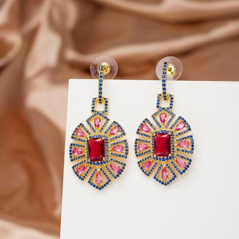 S925 Sterling Silver Silver Contlulful Crystal Drop Ackons for Women Zirconia Zirconia Hypoallergenic Dangle Mift Fut in Kuwait
