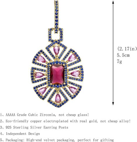 S925 Sterling Silver Silver Contlulful Crystal Drop Ackons for Women Zirconia Zirconia Hypoallergenic Dangle Mift Fut in Kuwait