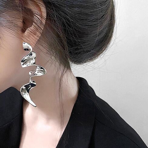 Fashion Gold Irregular Geometric Drop Dangle Earrings for Women Boho Silver Long Statement Earrings Abstract Earrings Jewelry Gift in Saudi Arabia