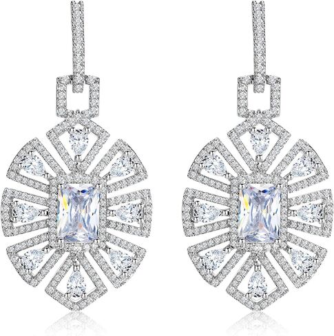 S925 Sterling Silver Silver Contlulful Crystal Drop Ackons for Women Zirconia Zirconia Hypoallergenic Dangle Mift Fut in Kuwait