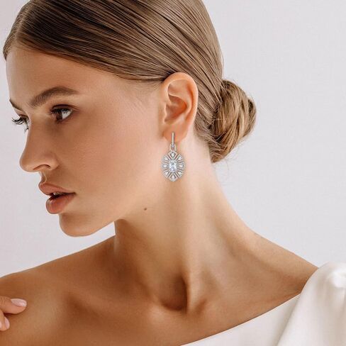 S925 Sterling Silver Silver Contlulful Crystal Drop Ackons for Women Zirconia Zirconia Hypoallergenic Dangle Mift Fut in Kuwait