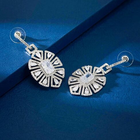 S925 Sterling Silver Silver Contlulful Crystal Drop Ackons for Women Zirconia Zirconia Hypoallergenic Dangle Mift Fut in Kuwait