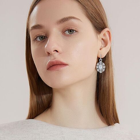 S925 Sterling Silver Silver Contlulful Crystal Drop Ackons for Women Zirconia Zirconia Hypoallergenic Dangle Mift Fut in Kuwait