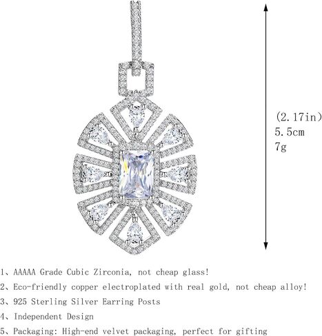 S925 Sterling Silver Silver Contlulful Crystal Drop Ackons for Women Zirconia Zirconia Hypoallergenic Dangle Mift Fut in Kuwait
