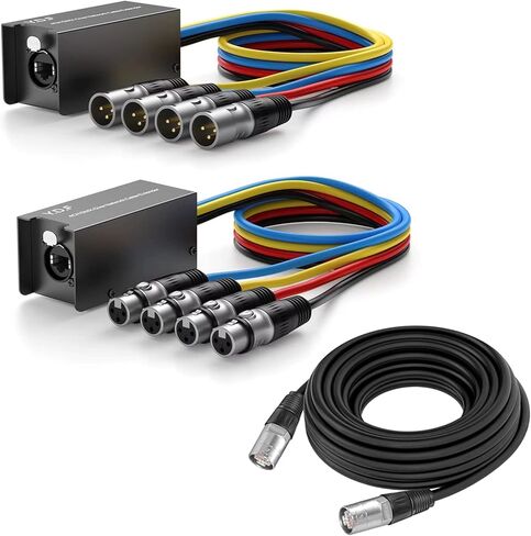 صندوق ثعبان فرعي ذو 4 قنوات فوق كابل إيثركون موسع متعدد لإضاءة المسرح واستوديو التسجيل - قناة XLR/AES/DMX فوق كابل إيثرنت Cat5/Cat5E/Cat6/Cat7 المحمي كابل XLR (1 ذكر + 1 أنثى) in Kuwait