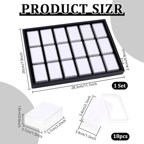 PH PandaHall 18 Gem Holder with Case, 2.2x1.4 inch Gemstone Display Box Square Gemstone Storage Box Diamond Display Case Gems Organizer with Foam for Collectibles Rhinestone Crystal Stone, White in Saudi Arabia