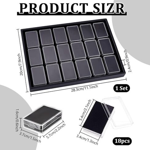 PH PandaHall 18 Gem Holder with Case, 2.2x1.4 inch Gemstone Display Box Square Gemstone Storage Box Diamond Display Case Gems Organizer with Foam for Collectibles Rhinestone Crystal Stone, White in Saudi Arabia