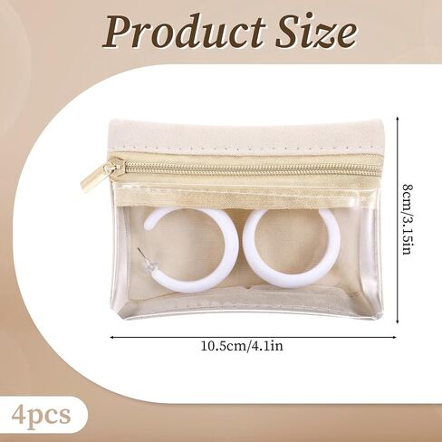 LARREL 4 PCS Travel Jewelry Organizer ، حقيبة مجوهرات السفر الشفافة مع جيب سحاب لرحلات تجارية مجوهر in Saudi Arabia