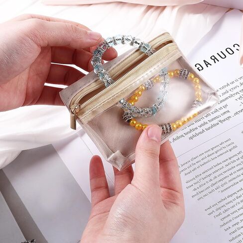 LARREL 4 PCS Travel Jewelry Organizer ، حقيبة مجوهرات السفر الشفافة مع جيب سحاب لرحلات تجارية مجوهر in Saudi Arabia