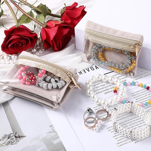 LARREL 4 PCS Travel Jewelry Organizer ، حقيبة مجوهرات السفر الشفافة مع جيب سحاب لرحلات تجارية مجوهر in Saudi Arabia
