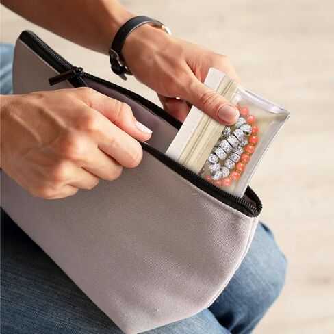 LARREL 4 PCS Travel Jewelry Organizer ، حقيبة مجوهرات السفر الشفافة مع جيب سحاب لرحلات تجارية مجوهر in Saudi Arabia