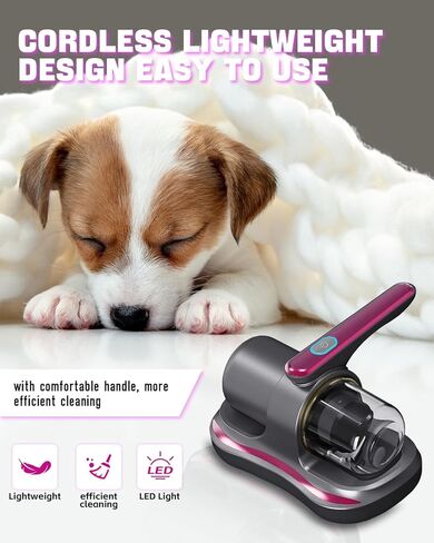 مكنسة كهربائية للمراتب، مكنسة كهربائية للسرير محمولة مع ضوء الأشعة فوق البنفسجية، تقنية الموجات فوق الصوتية والتدفئة، فلتر HEPA، مكنسة كهربائية لاسلكية للمراتب والأريكة وشعر الحيوانات الأليفة والسجاد in Kuwait