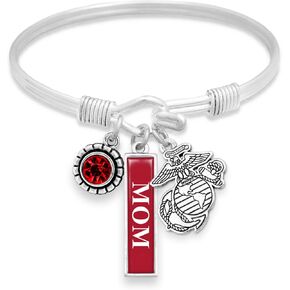 Marines Three Charm Bangle Bracelet Silver Jewelry Choose Wife Mom Marines Charm in Saudi Arabia
