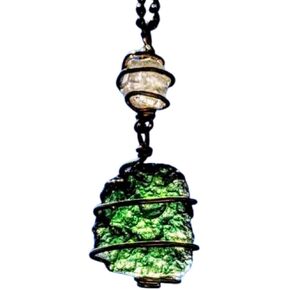 MOLDAVITE & Phenacite Necklace in Real Gold! 19" Phenakite 12 Kt Genuine Crystal Pendant. Synergy 12 Tektite Metaphysical Jewelry Meteorite Love in Saudi Arabia