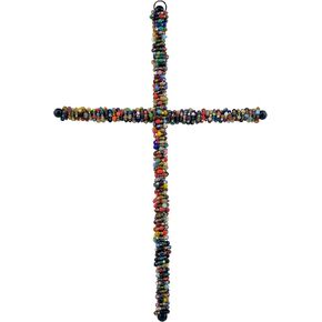 Multicolored Beaded Wall Cross Wire-Wrapped Metal Cross Large 12.25" in Saudi Arabia