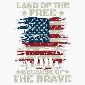 Magnet Land Of The Free Because Of The Brave America American Flag Magnet Vinyl Decal Sticker 5" in Saudi Arabia