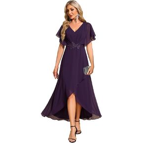 Ever-Pretty Women's Formal Dress A Line V Neck Applique Waist Tea Length Wedding Guest Dress 02027 in Kuwait