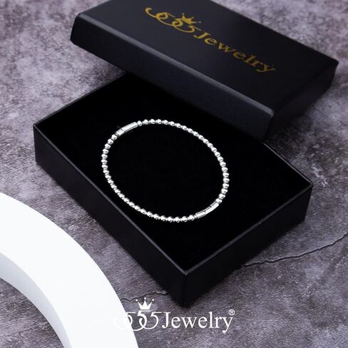 555Jewelry Stainless Steel Beaded Bracelets for Women 4mm Thick Classic Ball Bead Bracelet Simple Plain Bangle Bracelet for Men in Kuwait