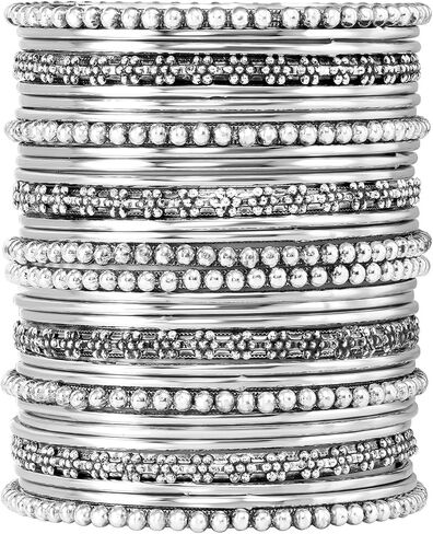 Aheli Silver Plated 2.6 Inch Metal Bangles Stylish Ethnic Occasion Jewelry Gift for Women Set of 1 in Saudi Arabia