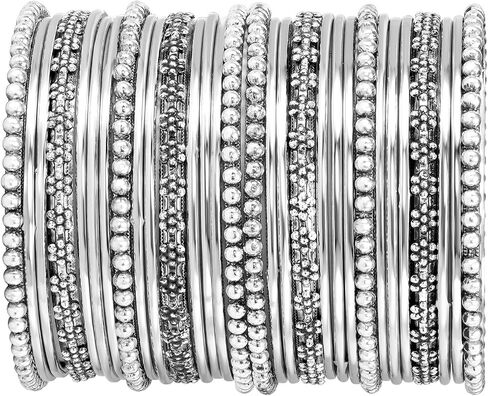 Aheli Silver Plated 2.6 Inch Metal Bangles Stylish Ethnic Occasion Jewelry Gift for Women Set of 1 in Saudi Arabia