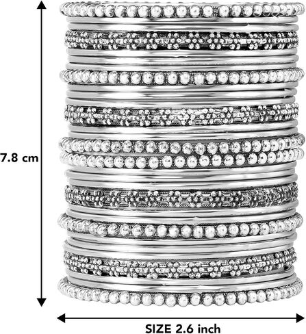 Aheli Silver Plated 2.6 Inch Metal Bangles Stylish Ethnic Occasion Jewelry Gift for Women Set of 1 in Saudi Arabia