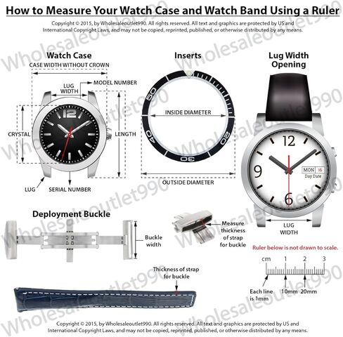 eWatchparts 22mm جلود ساعة شريط حزام متوافق مع Tag Heuer Grand Carrera Cav518 16 F1 Black Red مثقب in Kuwait
