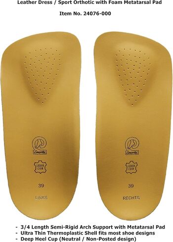 Emsold Ultra Thin Orthotic with Metatarsal Pad and Deep Heel Cup – Semi-Rigid Arch Support Insole for Men and Women – Relieves Pain from Plantar Fasciitis, Morton’s Neuroma and Metatarsalgia in Saudi Arabia
