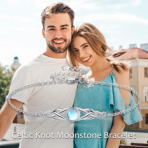 925 Sterling Silver Celtic Bracelets for Women Irish Turquoise Moss Agate Rose Quartz Moonstone Bracelet Knot Viking Gemstone Mustard Seed Jewelry in Saudi Arabia