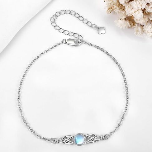 925 Sterling Silver Celtic Bracelets for Women Irish Turquoise Moss Agate Rose Quartz Moonstone Bracelet Knot Viking Gemstone Mustard Seed Jewelry in Saudi Arabia