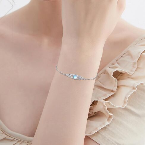 925 Sterling Silver Celtic Bracelets for Women Irish Turquoise Moss Agate Rose Quartz Moonstone Bracelet Knot Viking Gemstone Mustard Seed Jewelry in Saudi Arabia