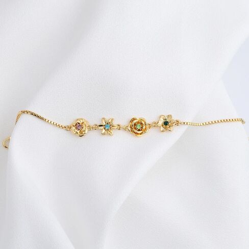 Personalized Birthstone Bracelet for Women – Dainty Custom Birth Flower Jewelry – Elegant Gift with Birthstone Choice – Thoughtful Keepsake for Special Occasions in Saudi Arabia