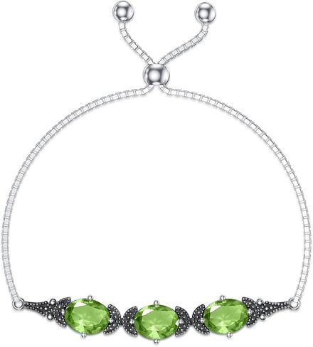 AOBOCO Birthstone Bracelet 925 Sterling Silver Vintage Retro Link Bracelet with 8mm Crystal from Austria, Birthday Jewelry for Women 7-9 inches in Kuwait