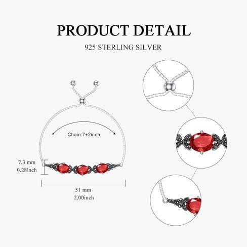 AOBOCO Birthstone Bracelet 925 Sterling Silver Vintage Retro Link Bracelet with 8mm Crystal from Austria, Birthday Jewelry for Women 7-9 inches in Saudi Arabia