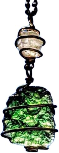MOLDAVITE & Phenacite Necklace in Real Gold! 19" Phenakite 12 Kt Genuine Crystal Pendant. Synergy 12 Tektite Metaphysical Jewelry Meteorite Love in Saudi Arabia