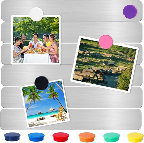 Magnetic Board Frameless Stainless Iron Board Strips Magnetic Strips with Adhesive Backing Magnet Board Magnetic Bulletin Board Bar Memo Board with 10pcs Colorful Magnets for Home Office (4PCS) in Kuwait
