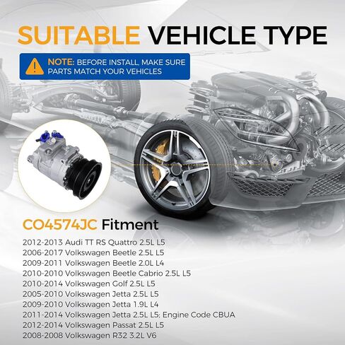 Parod A/C Conference Compressor Fit for 2012-2013 Audi TT RS Quattro ، 2006-2017 VW Beetle ، 2010 Beetle Cabrio ، 2010-2014 Golf ، 2005-2014 Jetta ، 2012-2014 Passat ، 2008 R32 Placing for CO4574JC in Saudi Arabia
