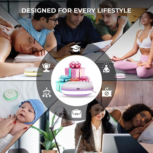 White Noise Machine | Portable Serenity Sound Machine with 20 Relaxing Sounds & RGB LED Night Lights | Compact Sleep Noise Machine for Sleep Aid and Relaxation with Adjustable Timer and Volume in Saudi Arabia
