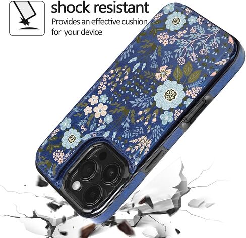 uCOLOR for iPhone 16 Pro Wallet Case with Card Holder Pink Vintage Flowers in Kuwait