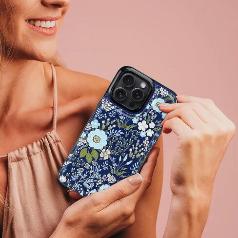 uCOLOR for iPhone 16 Pro Wallet Case with Card Holder Pink Vintage Flowers in Kuwait