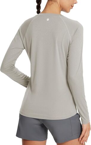 Baleaf Women's Running Long Sleeve قمصان رياضية Terts Tirts Tops Quick Dry Moisture Wicking لممارسة الرياضة الرياضية Yoga Heather Khaki M in Saudi Arabia