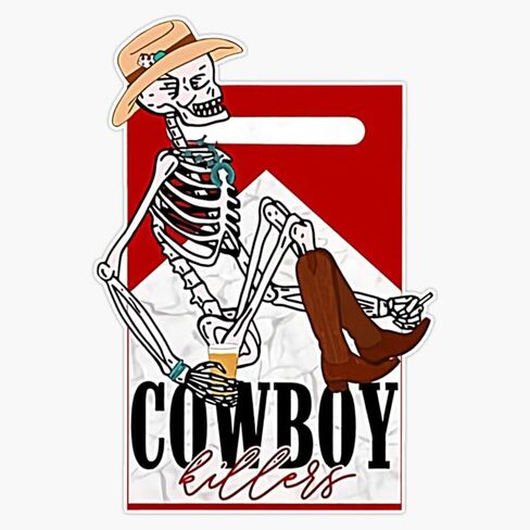 Western Cowgirl Horse Rodeo Punchy Cowboy Killers Skeleton Sticker Bumper Sticker Vinyl Decal 5" in Saudi Arabia