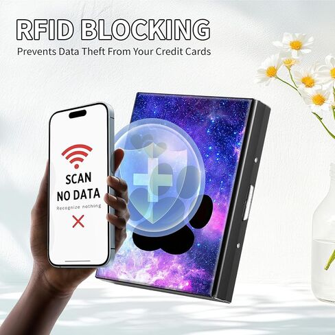 RFID Blocking Metal Wallet - Slim Aluminum Credit Card Holder for Men & Women with ID Window, Business Card Slot Secure Compact Minimalist Wallet,Dog Paw Print in Kuwait