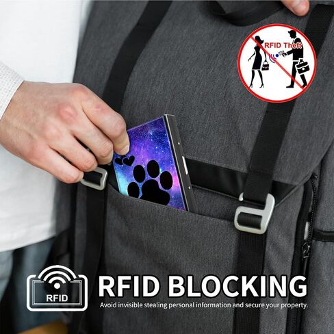 RFID Blocking Metal Wallet - Slim Aluminum Credit Card Holder for Men & Women with ID Window, Business Card Slot Secure Compact Minimalist Wallet,Dog Paw Print in Kuwait