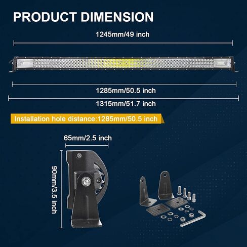 Willpower 50 inch Triple Row LED Light Bar with Wiring Harness Kit, White, Plastic and Aluminum in Saudi Arabia