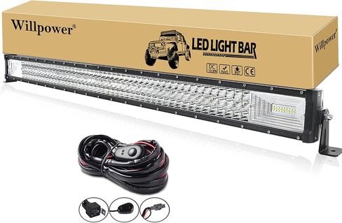 Willpower 50 inch Triple Row LED Light Bar with Wiring Harness Kit, White, Plastic and Aluminum in Saudi Arabia