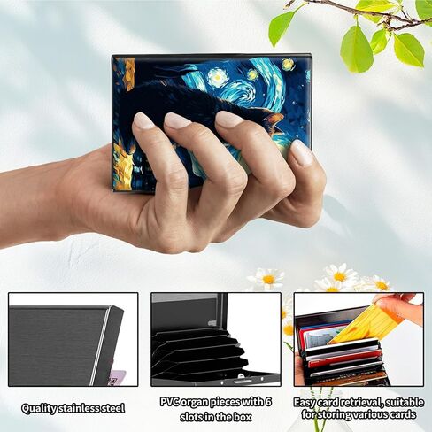 RFID حظر المحفظة المعدنية - حامل بطاقة الائتمان الألومنيوم النحيف للرجال والنساء مع نافذة الهوية ، فتحة بطاقة العمل آمنة محفظة الحد الأدنى in Kuwait