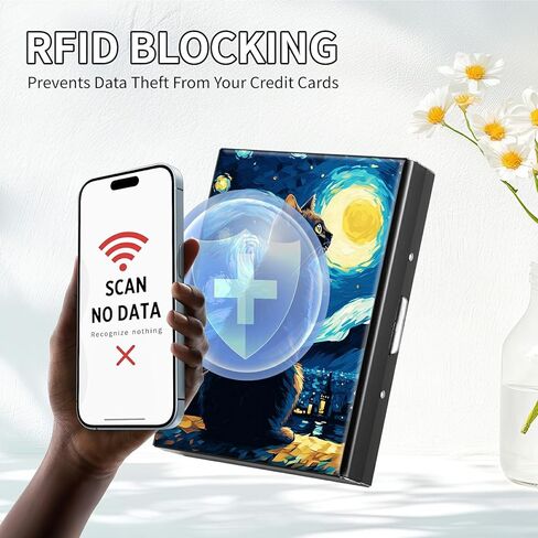 RFID حظر المحفظة المعدنية - حامل بطاقة الائتمان الألومنيوم النحيف للرجال والنساء مع نافذة الهوية ، فتحة بطاقة العمل آمنة محفظة الحد الأدنى in Kuwait